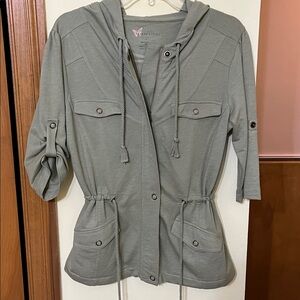 Natural Reflections Casual Olive Hooded Jacket with Pockets